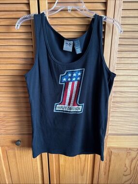 Harley-Davidson Black Tank with Patriotic '1' Graphic